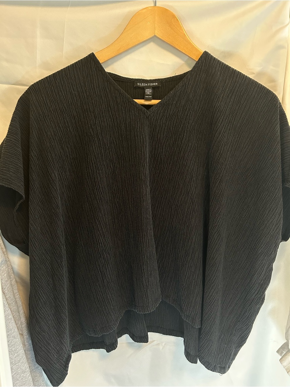 Eileen Fisher Charcoal Textured V-Neck Relaxed Tunic